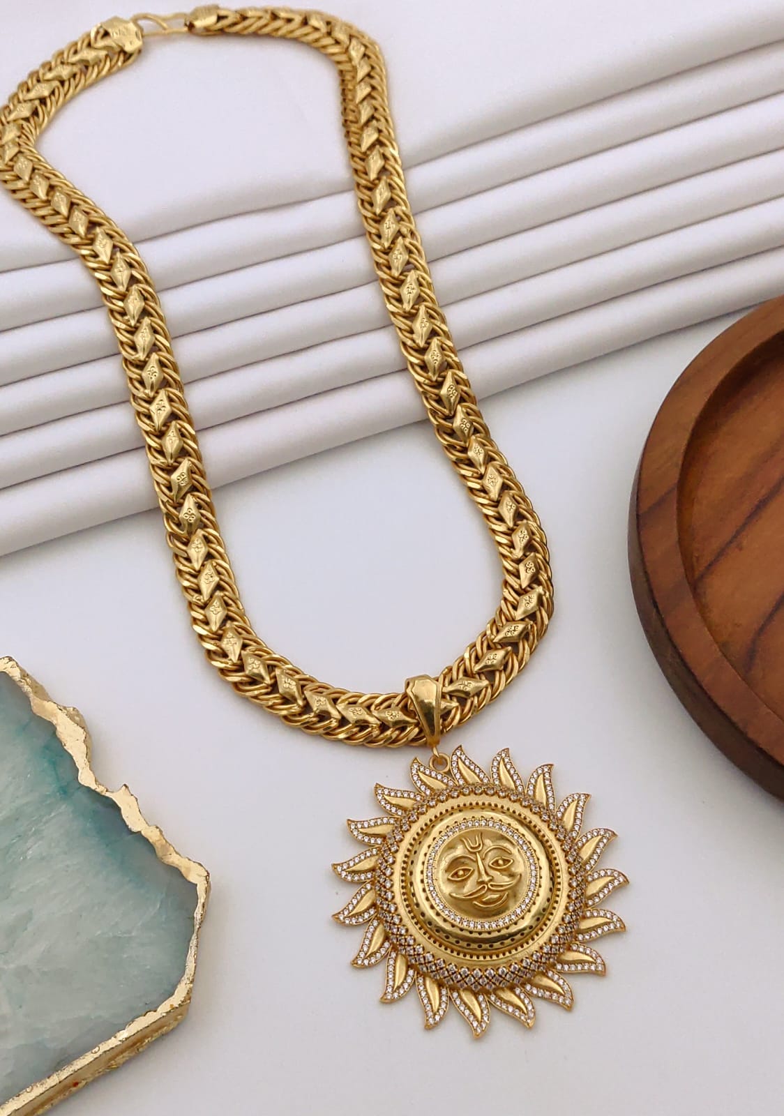 Premium 1 Gram Gold-Plated Ruddraksh Chain With Pendant - CP-020