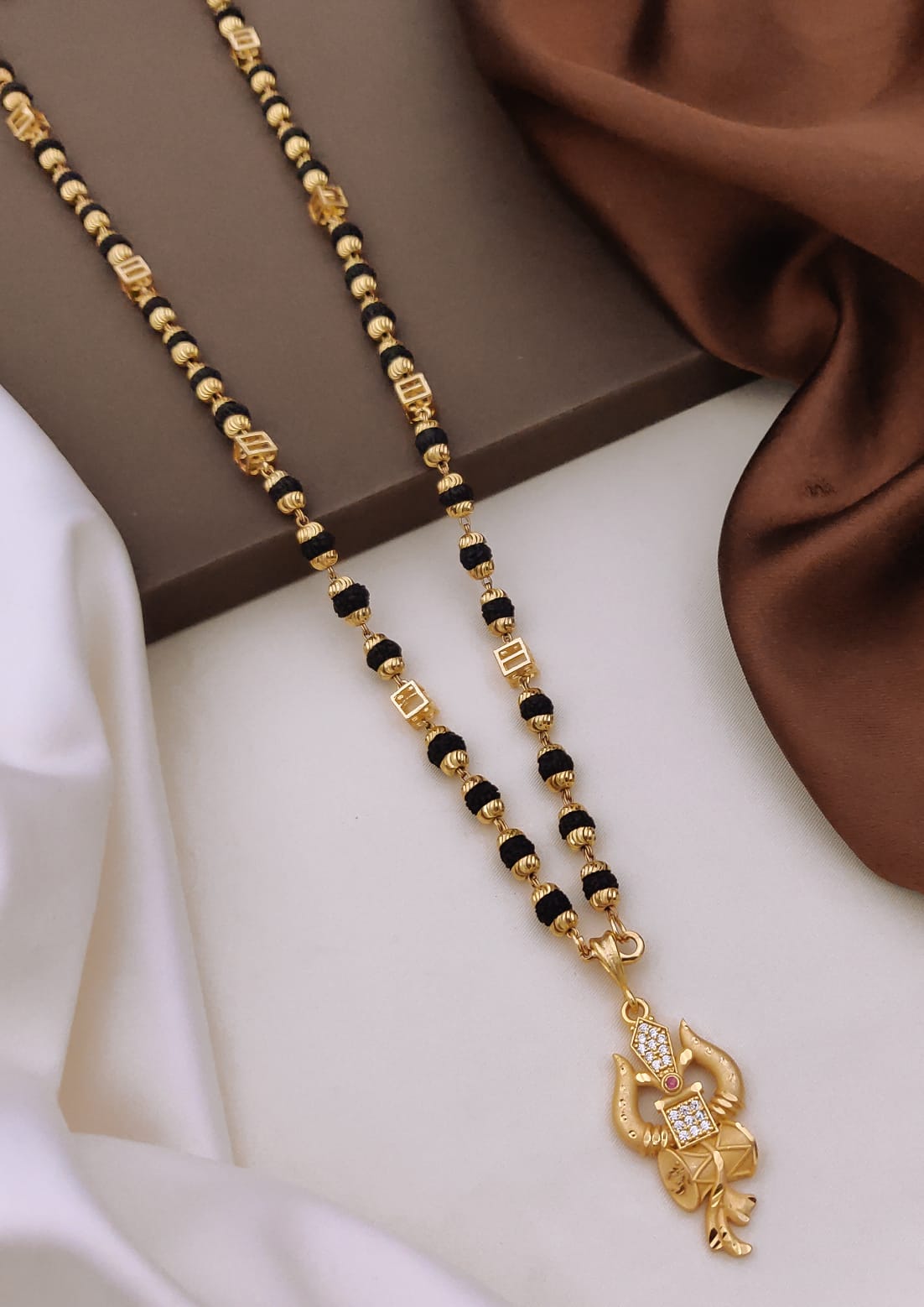 Premium 1 Gram Gold-Plated Ruddraksh Chain With Pendant - CP-006