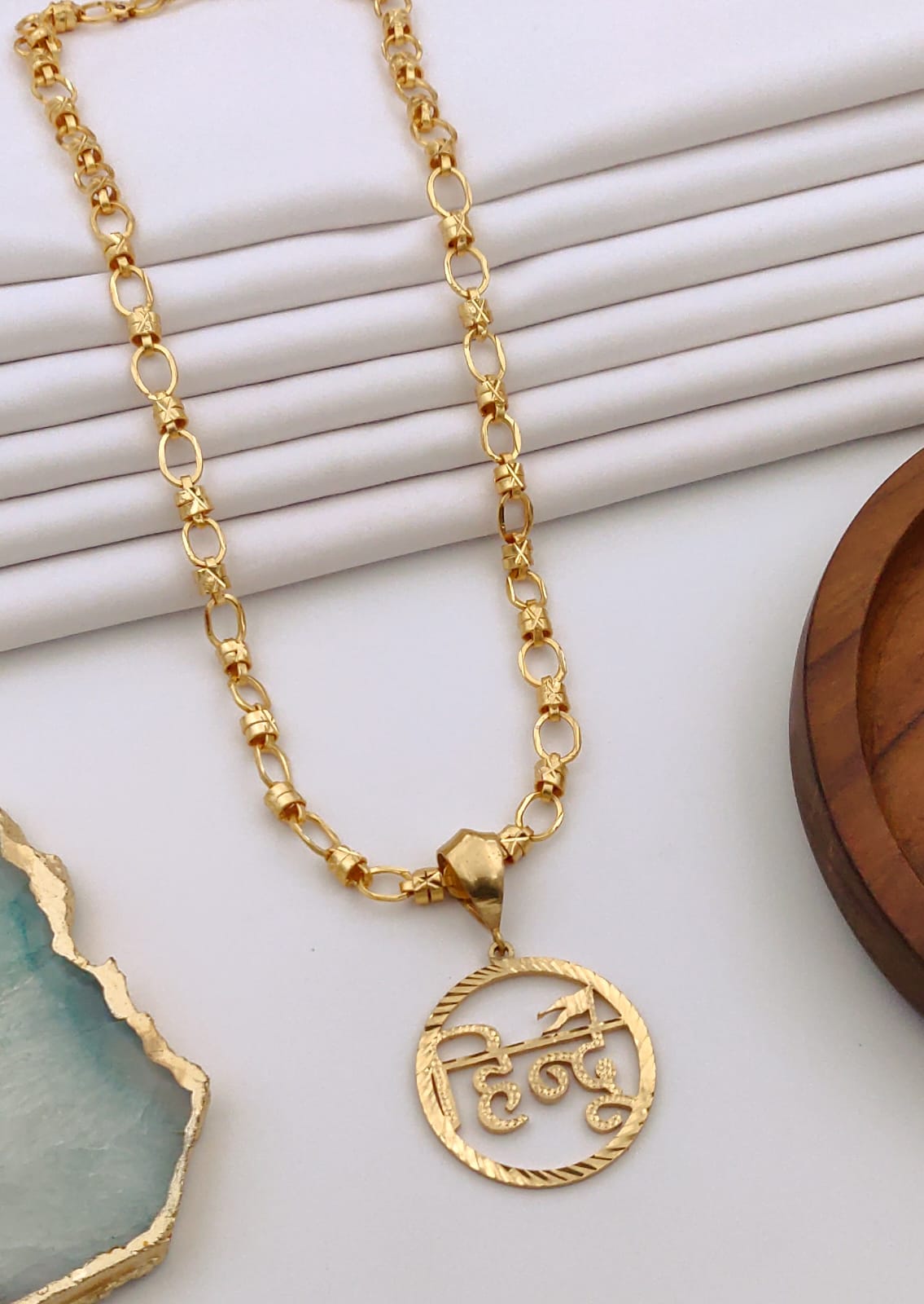 Premium 1 Gram Gold-Plated Ruddraksh Chain With Pendant - CP-022