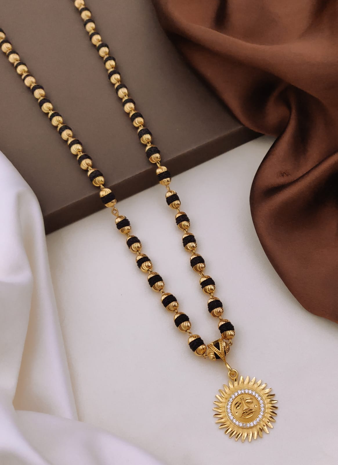 Premium 1 Gram Gold-Plated Ruddraksh Chain With Pendant - CP-018