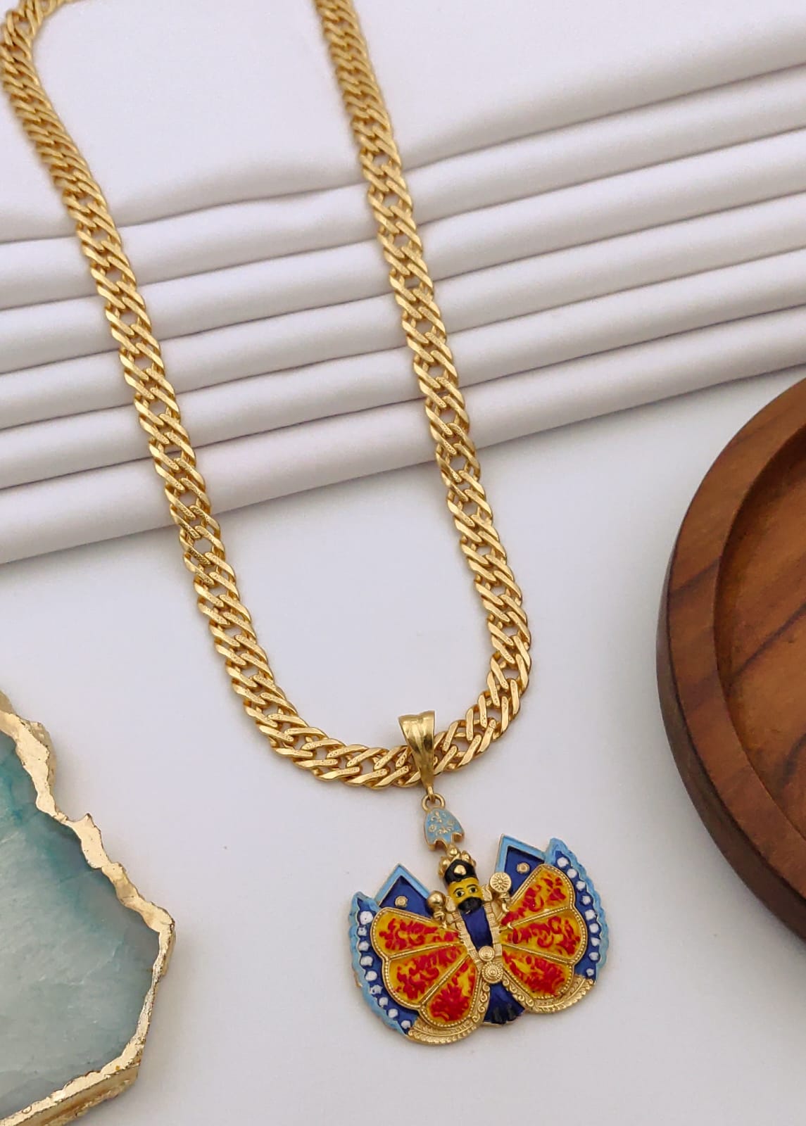 Premium 1 Gram Gold-Plated Ruddraksh Chain With Pendant - CP-029