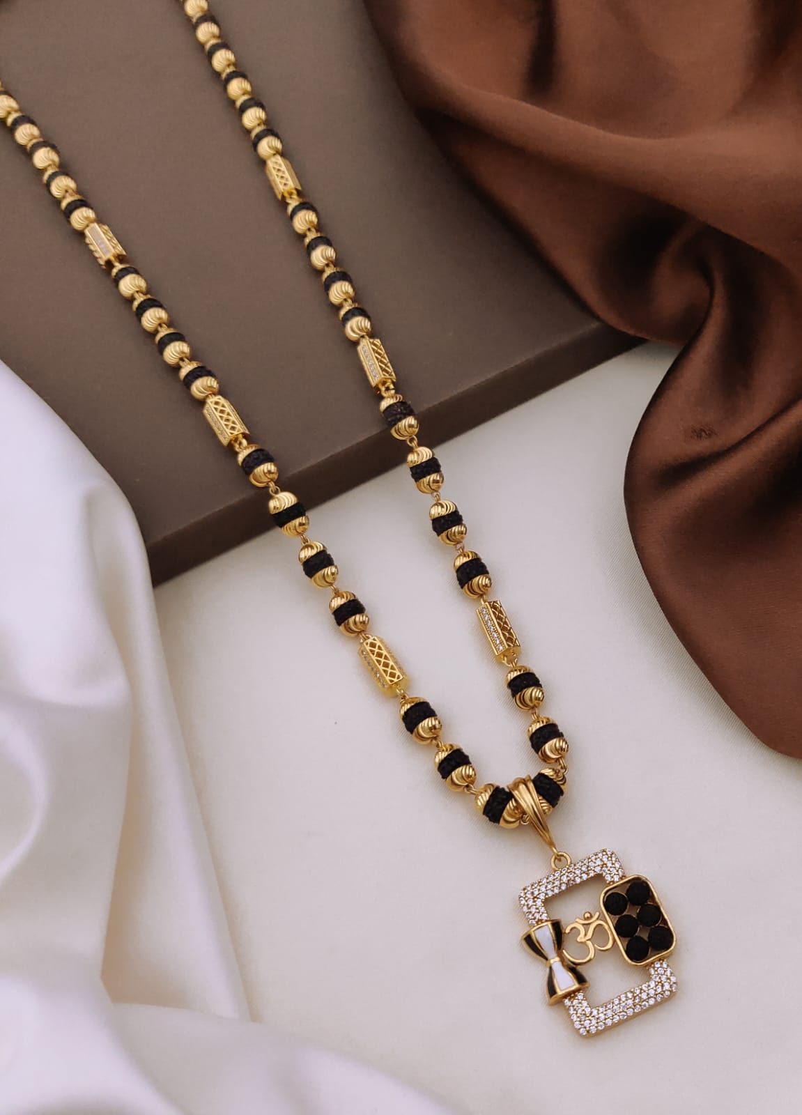 Premium 1 Gram Gold-Plated Ruddraksh Chain With Pendant - CP-010