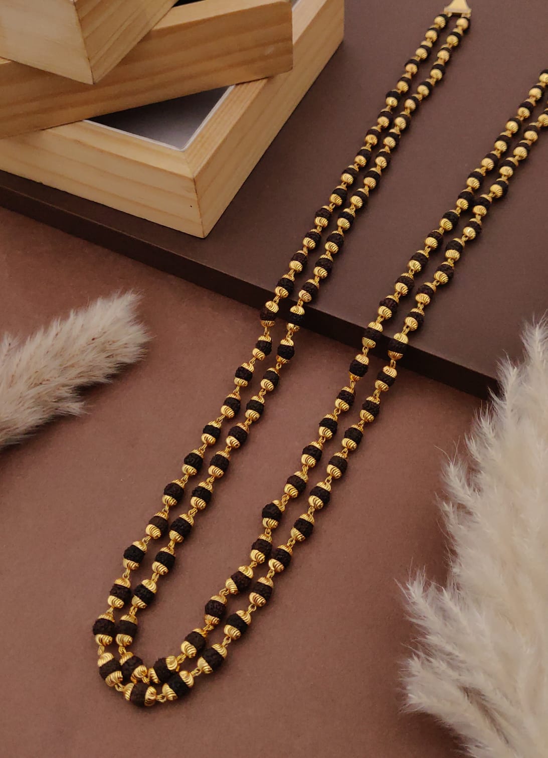 Premium 1 Gram Gold-Plated Rudraksha Mala (6 Months Warranty) - RGC-016