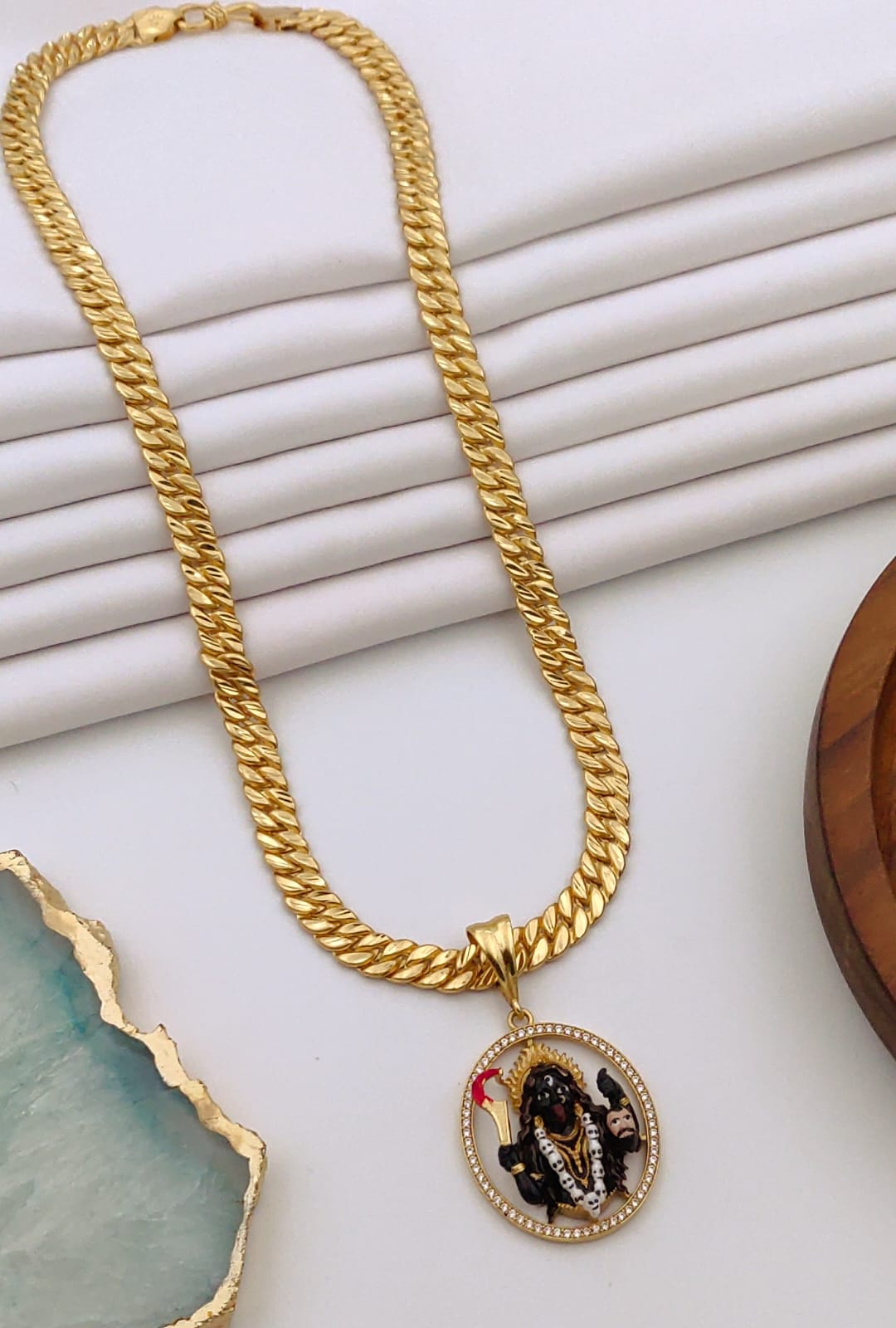 Premium 1 Gram Gold-Plated Ruddraksh Chain With Pendant - CP-026