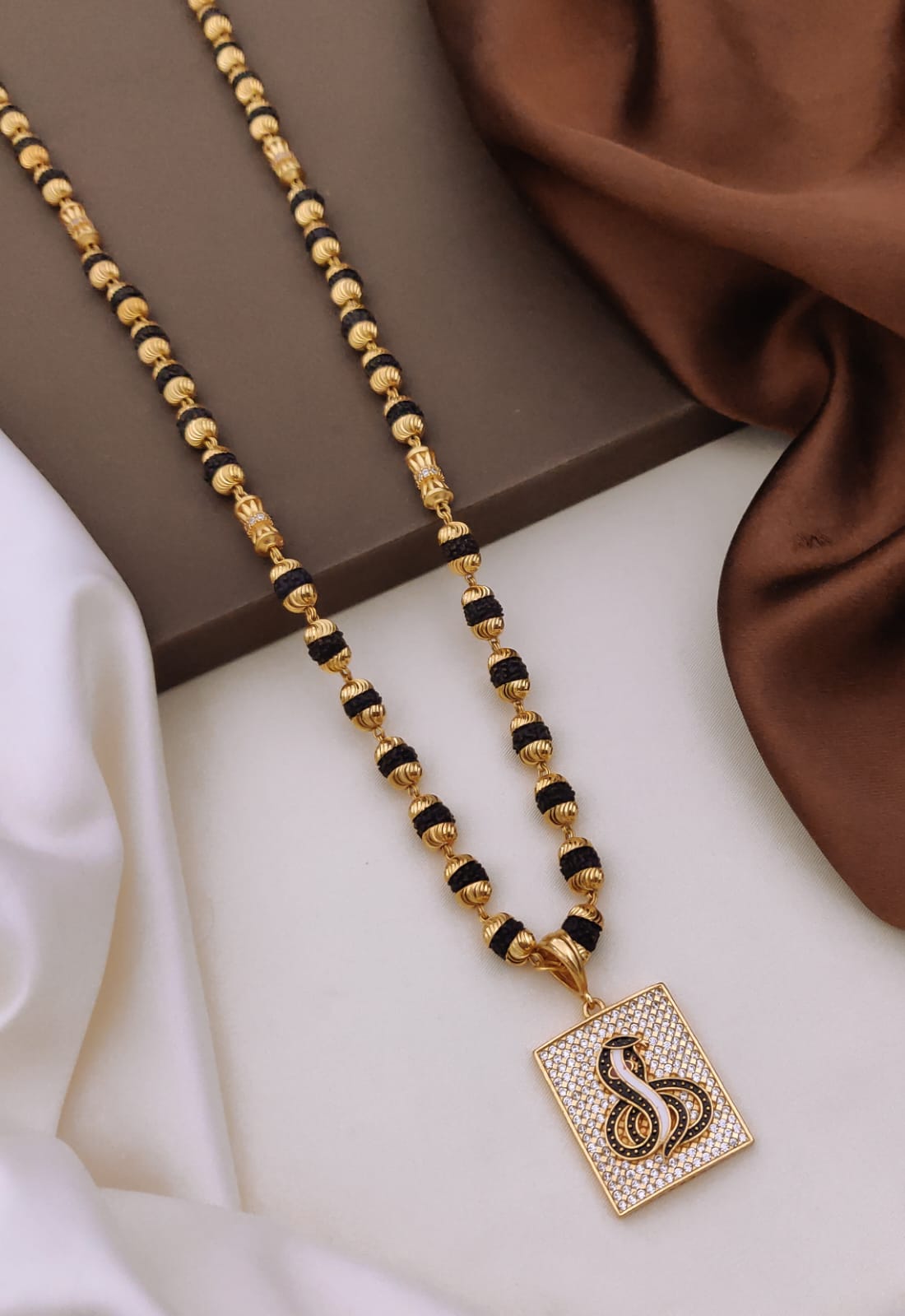 Premium 1 Gram Gold-Plated Ruddraksh Chain With Pendant - CP-005