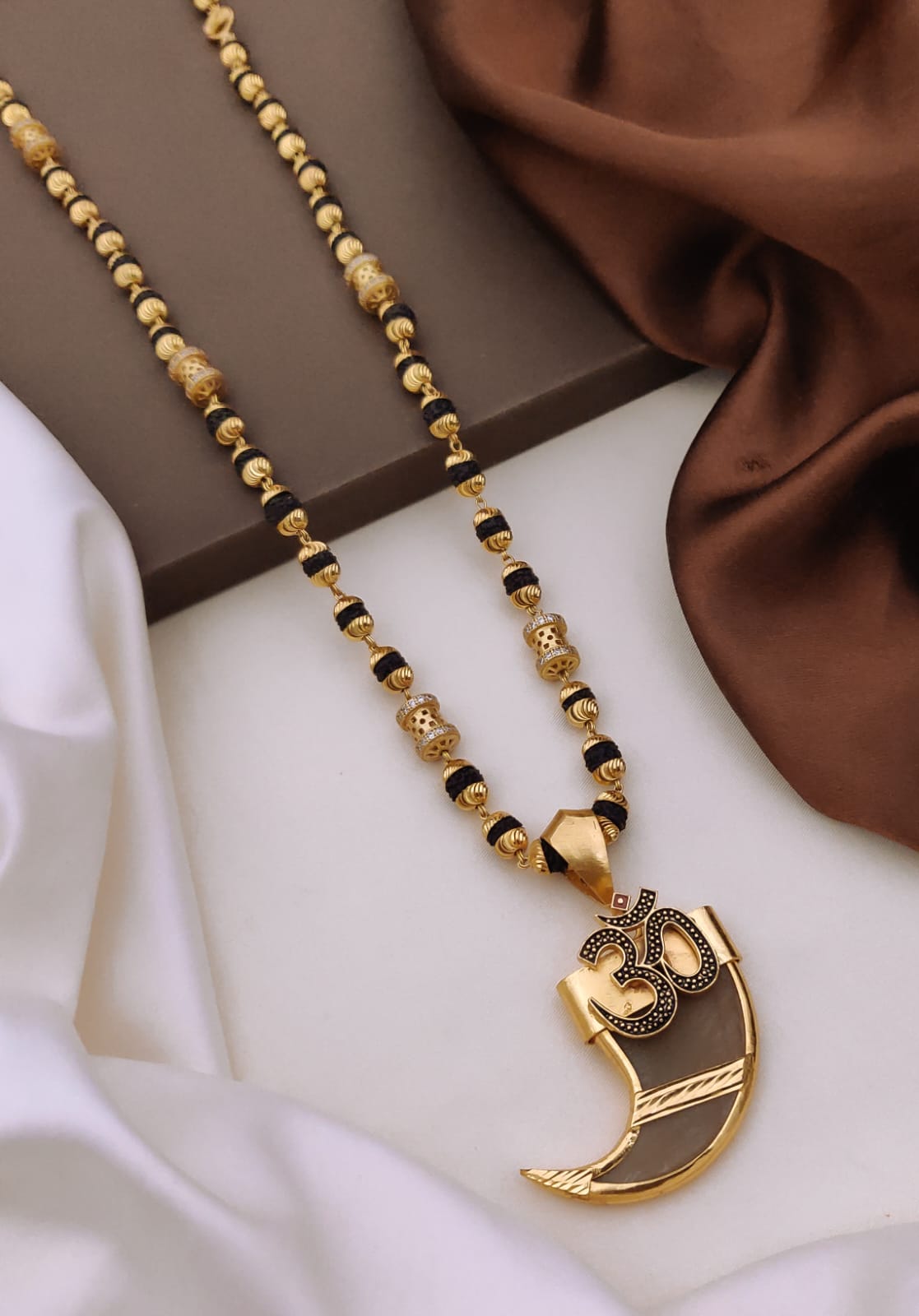 Premium 1 Gram Gold-Plated Ruddraksh Chain With Pendant - CP-002