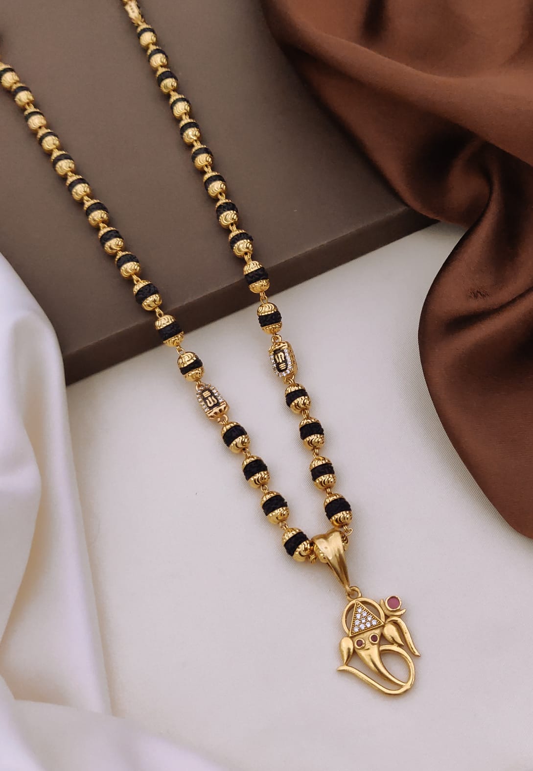 Premium 1 Gram Gold-Plated Ruddraksh Chain With Pendant - CP-007