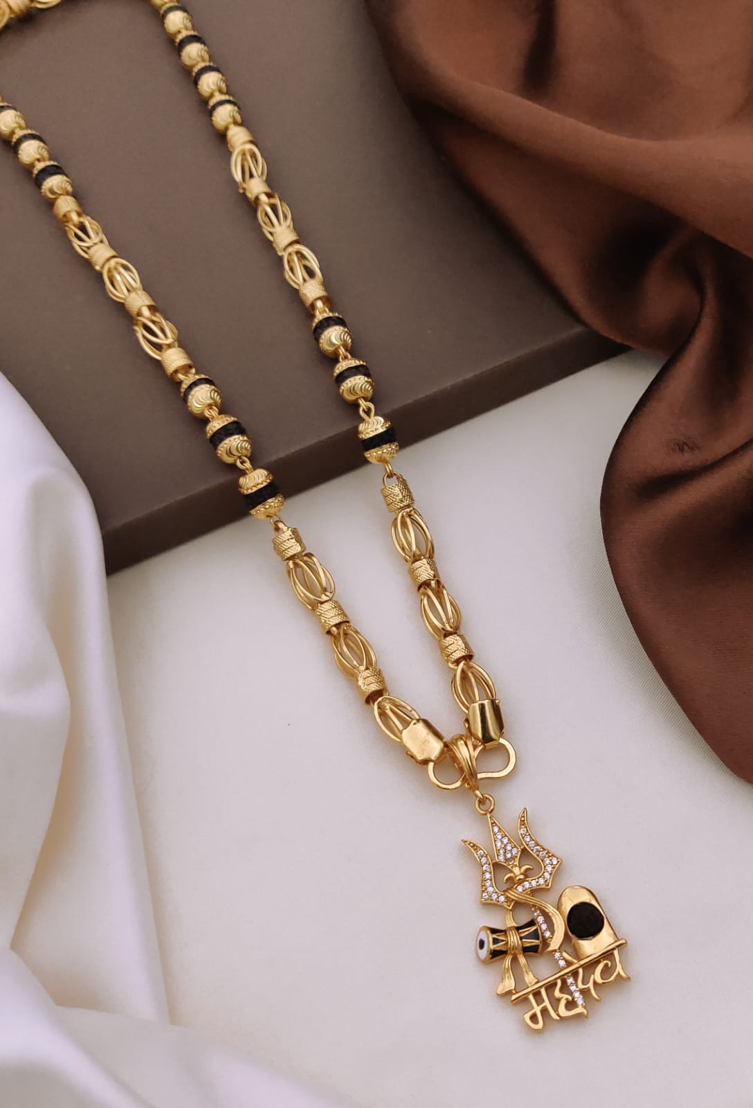 Premium 1 Gram Gold-Plated Ruddraksh Chain With Pendant - CP-011
