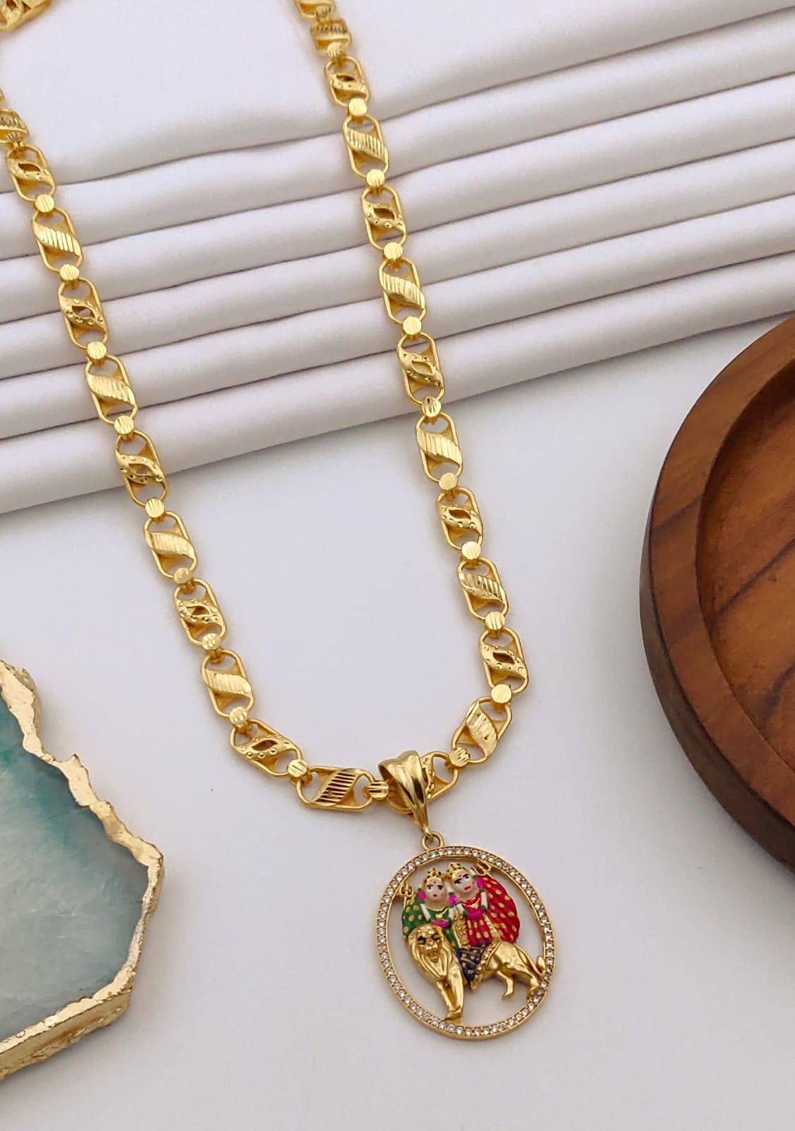 Premium 1 Gram Gold-Plated Ruddraksh Chain With Pendant - CP-023