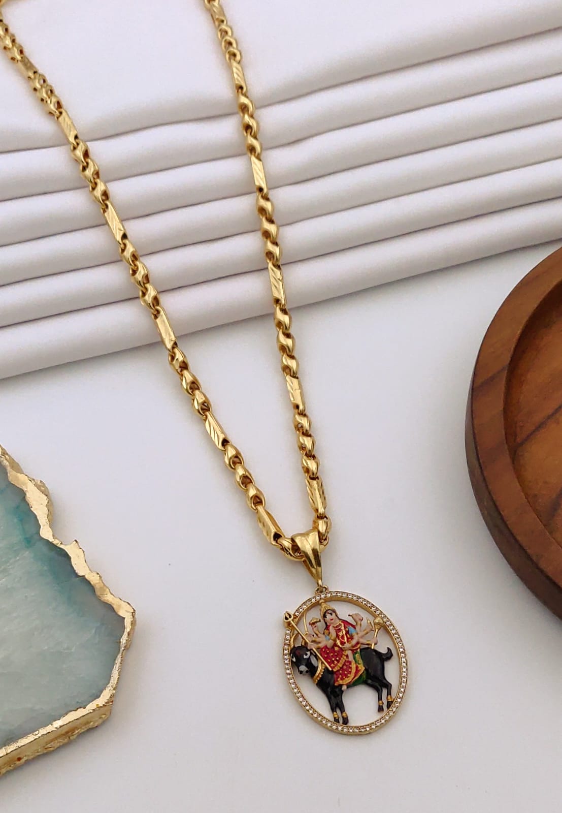 Premium 1 Gram Gold-Plated Ruddraksh Chain With Pendant - CP-030