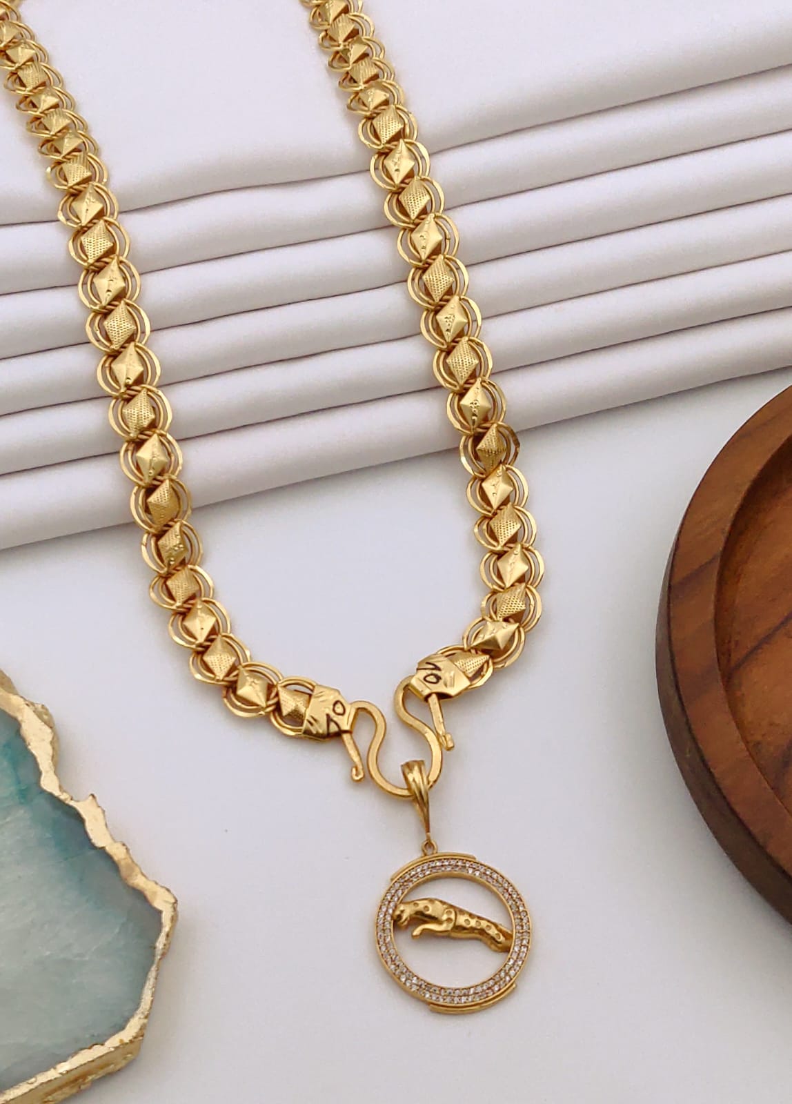 Premium 1 Gram Gold-Plated Ruddraksh Chain With Pendant - CP-027