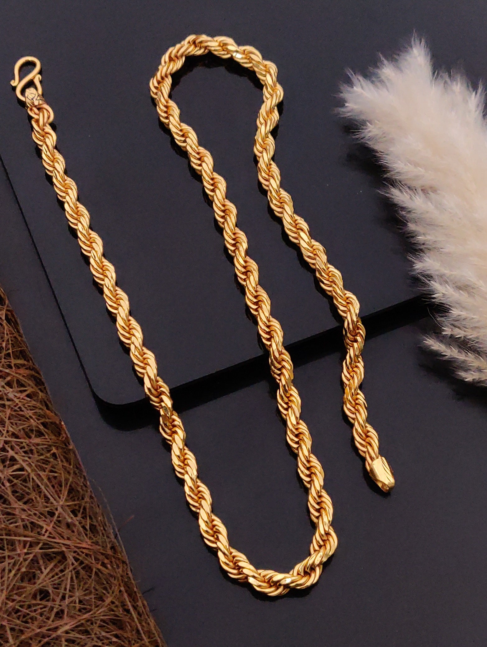 Premium 1 Gram Gold-Plated Rope Chain (6 Months Warranty) - GC-132
