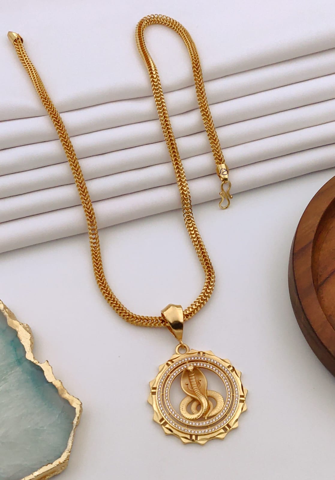 Premium 1 Gram Gold-Plated Ruddraksh Chain With Pendant - CP-021