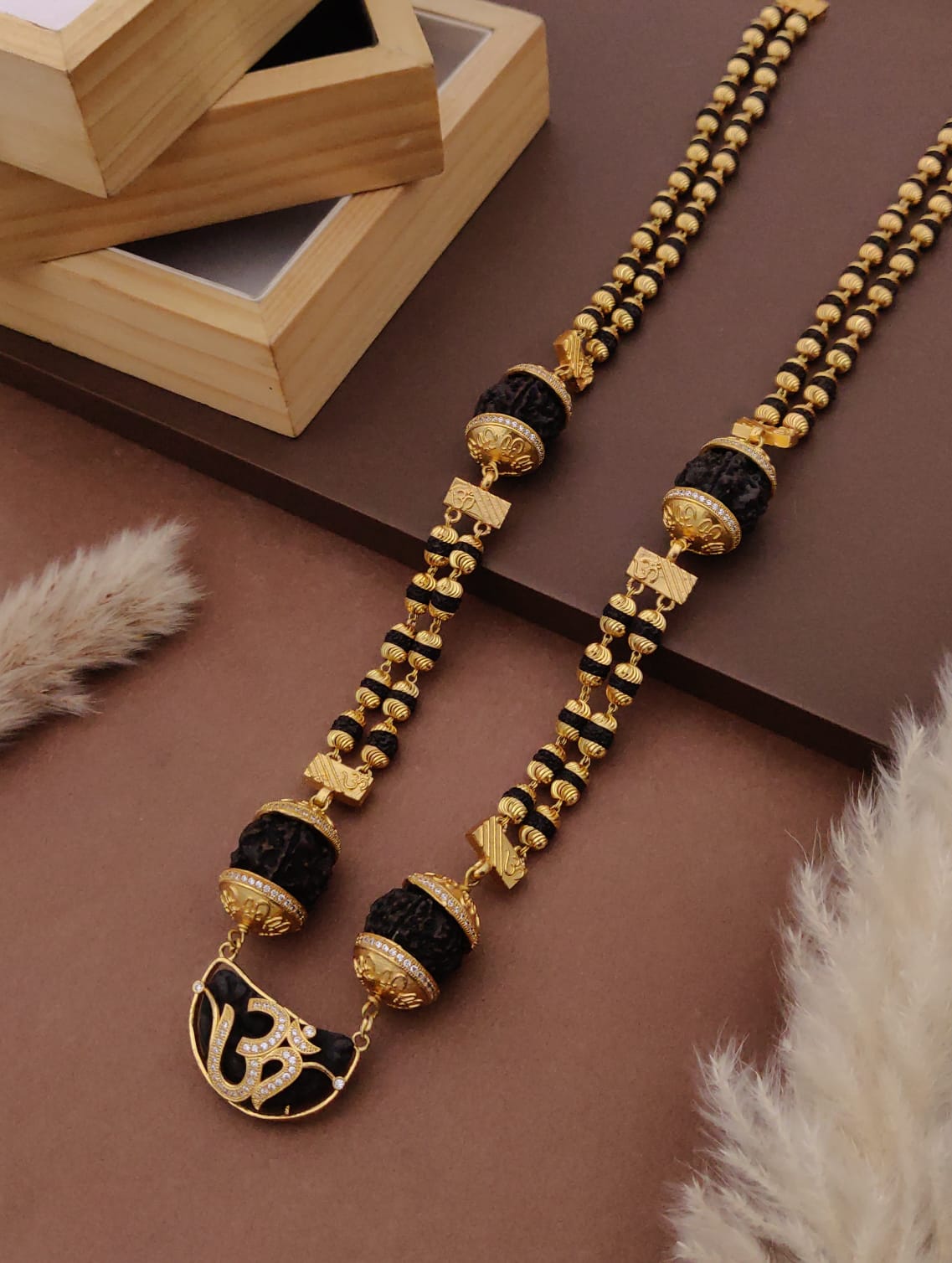 Premium 1 Gram Gold-Plated Rudraksha Mala (6 Months Warranty) - RGC-022