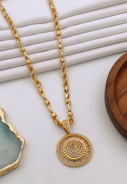 Premium 1 Gram Gold-Plated Ruddraksh Chain With Pendant - CP-033