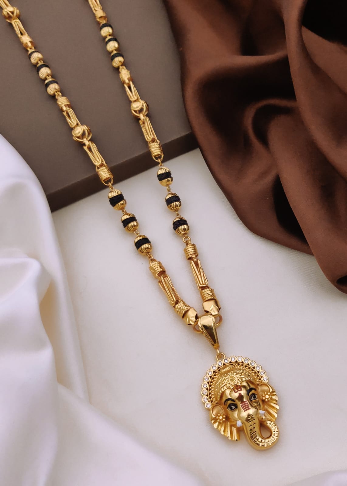 Premium 1 Gram Gold-Plated Ruddraksh Chain With Pendant - CP-016