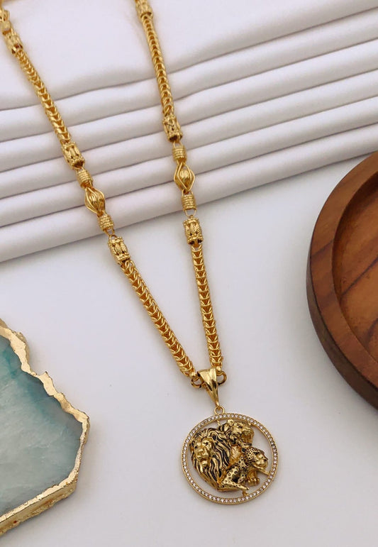 Premium 1 Gram Gold-Plated Ruddraksh Chain With Pendant - CP-025