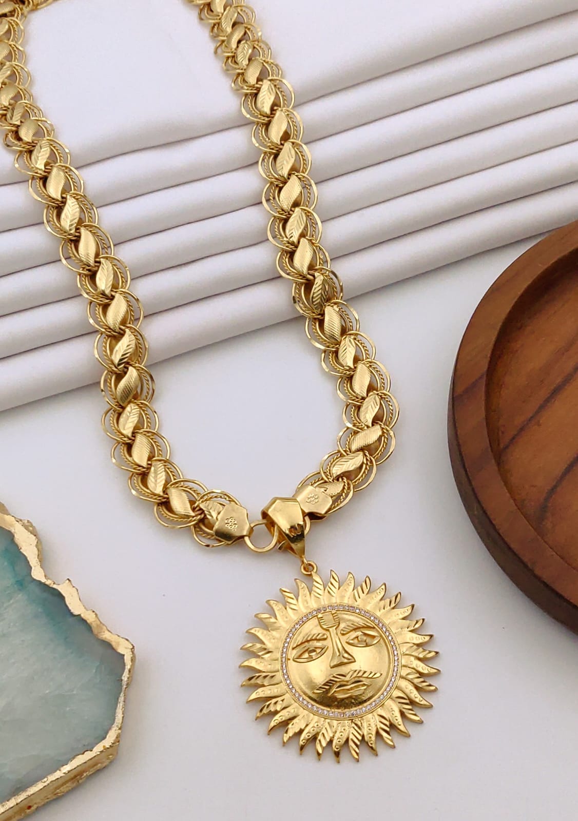 Premium 1 Gram Gold-Plated Ruddraksh Chain With Pendant - CP-031