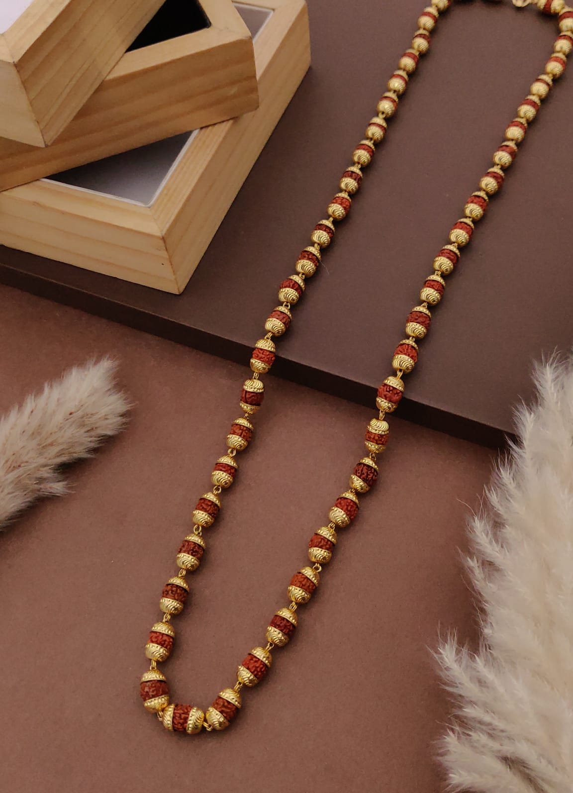 Premium 1 Gram Gold-Plated Rudraksha Mala (6 Months Warranty) - RGC-023