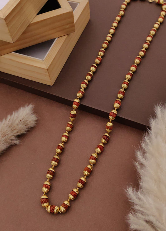 Premium 1 Gram Gold-Plated Rudraksha Mala (6 Months Warranty) - RGC-023
