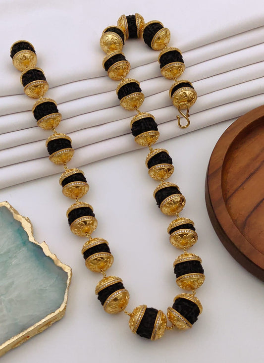 Premium 1 Gram Gold-Plated Ruddraksh Chain With Pendant - CP-028