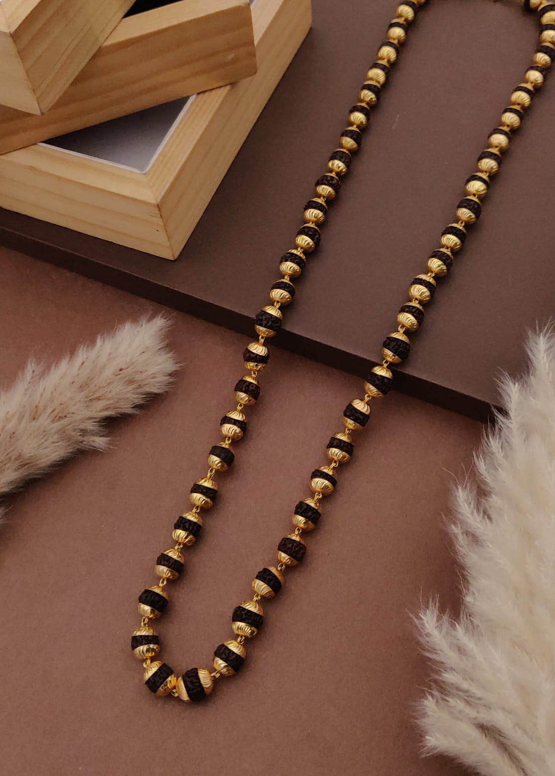 Premium 1 Gram Gold-Plated Rudraksha Mala (6 Months Warranty) - RGC-006