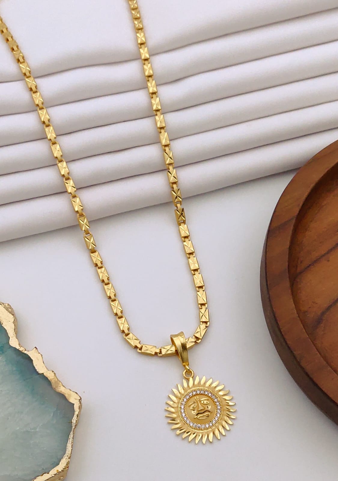 Premium 1 Gram Gold-Plated Ruddraksh Chain With Pendant - CP-024