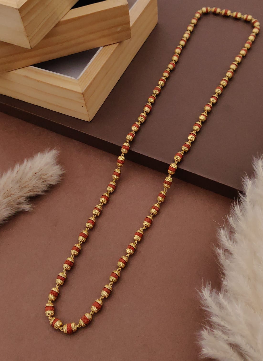 Premium 1 Gram Gold-Plated Rudraksha Mala (6 Months Warranty) - RGC-028