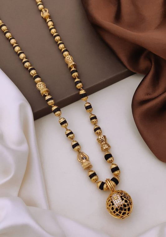 Premium 1 Gram Gold-Plated Ruddraksh Chain With Pendant - CP-012