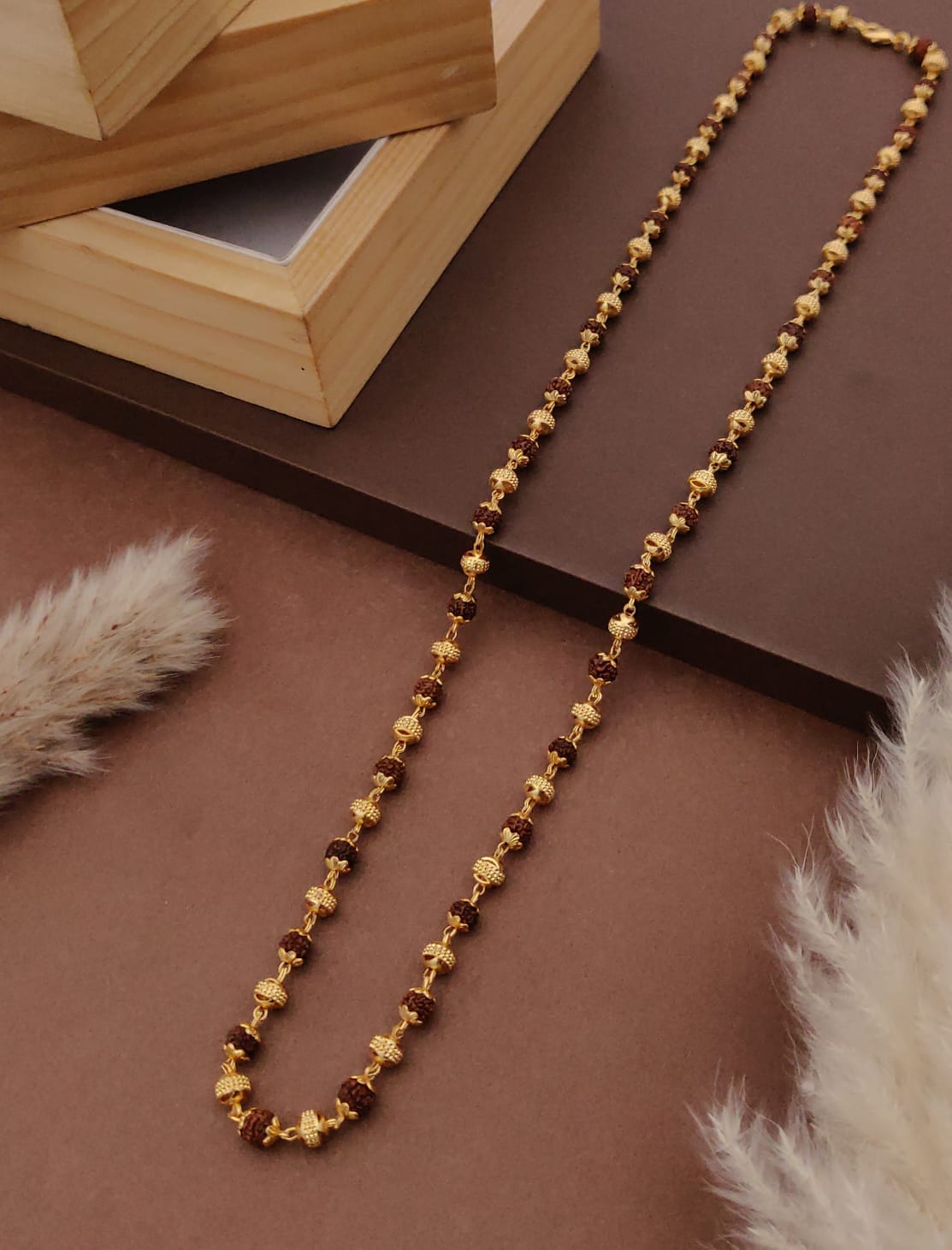 Premium 1 Gram Gold-Plated Rudraksha Mala (6 Months Warranty) - RGC-027