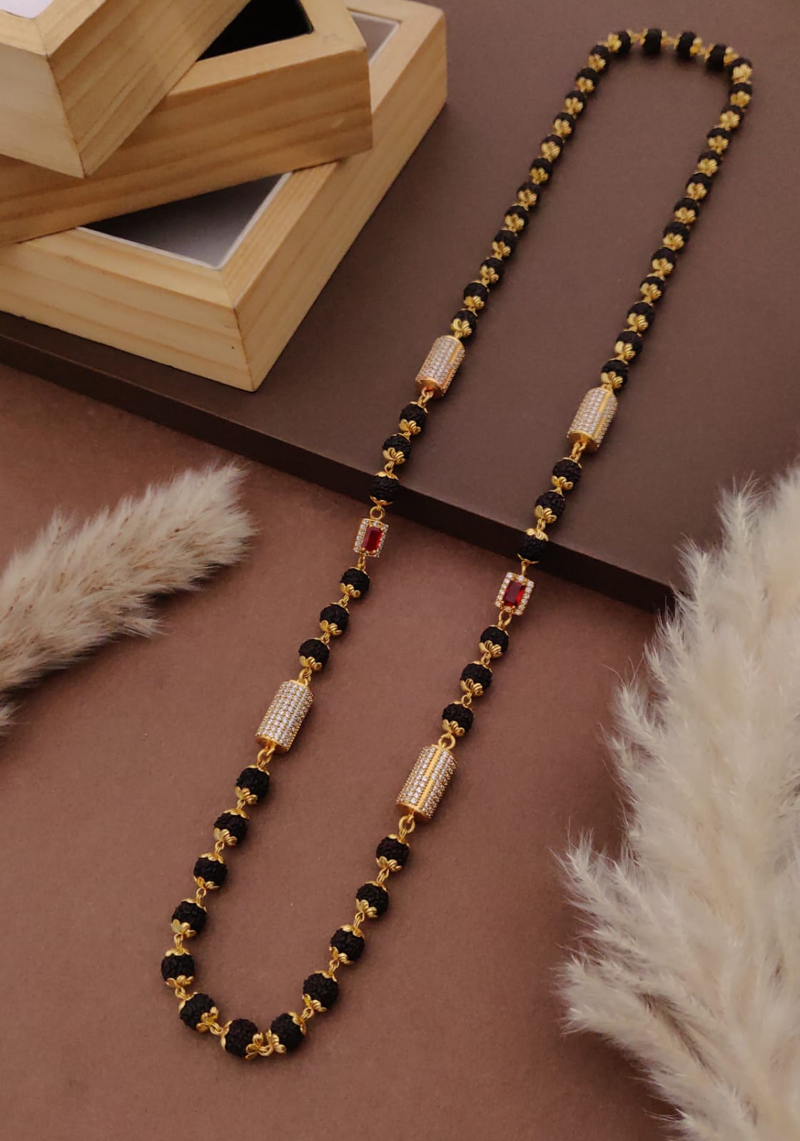 Premium 1 Gram Gold-Plated Rudraksha Mala (SP GAMAN BHUVAJI) (6 Months Warranty) - RGC-031