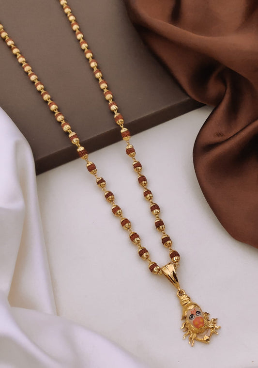 Premium 1 Gram Gold-Plated Ruddraksh Chain With Pendant - CP-017